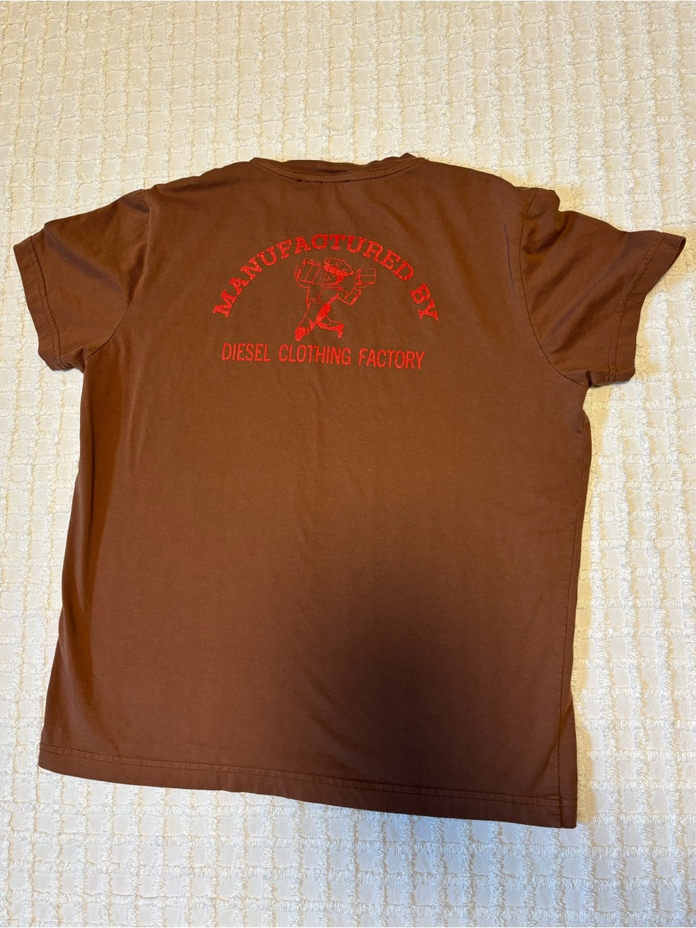 Diesel Brown Short-Sleeve Crewneck T-Shirt with Red Chest Logo - Picture 2 of 2